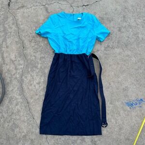Jerell Dress Belted Short Sleeve Linen‎ Blend Vintage 8